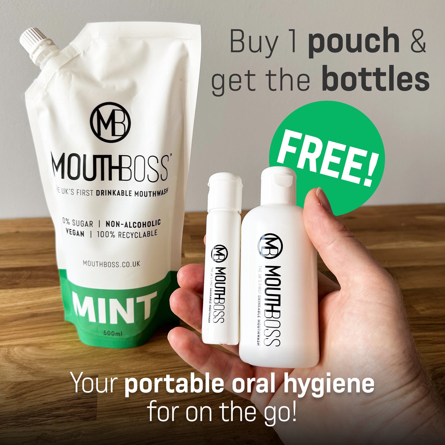 MouthBoss Drinkable Mouthwash - Peppermint - 500ml